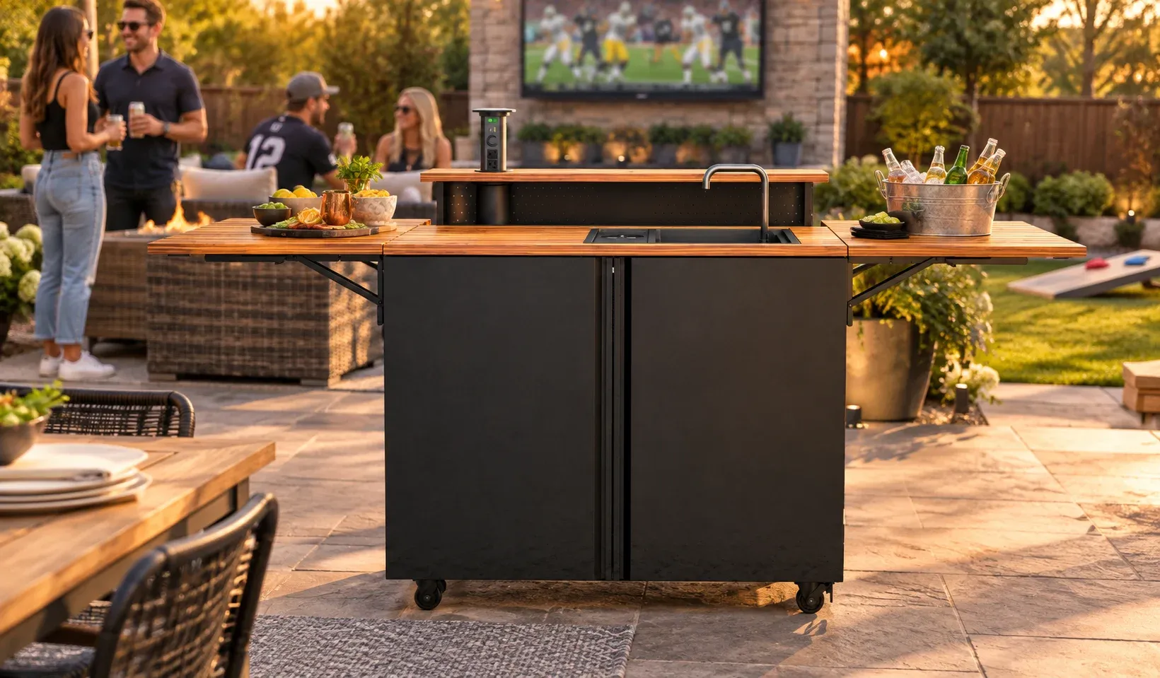 Backyard Banger set up as a beer and snack station at a game-day party