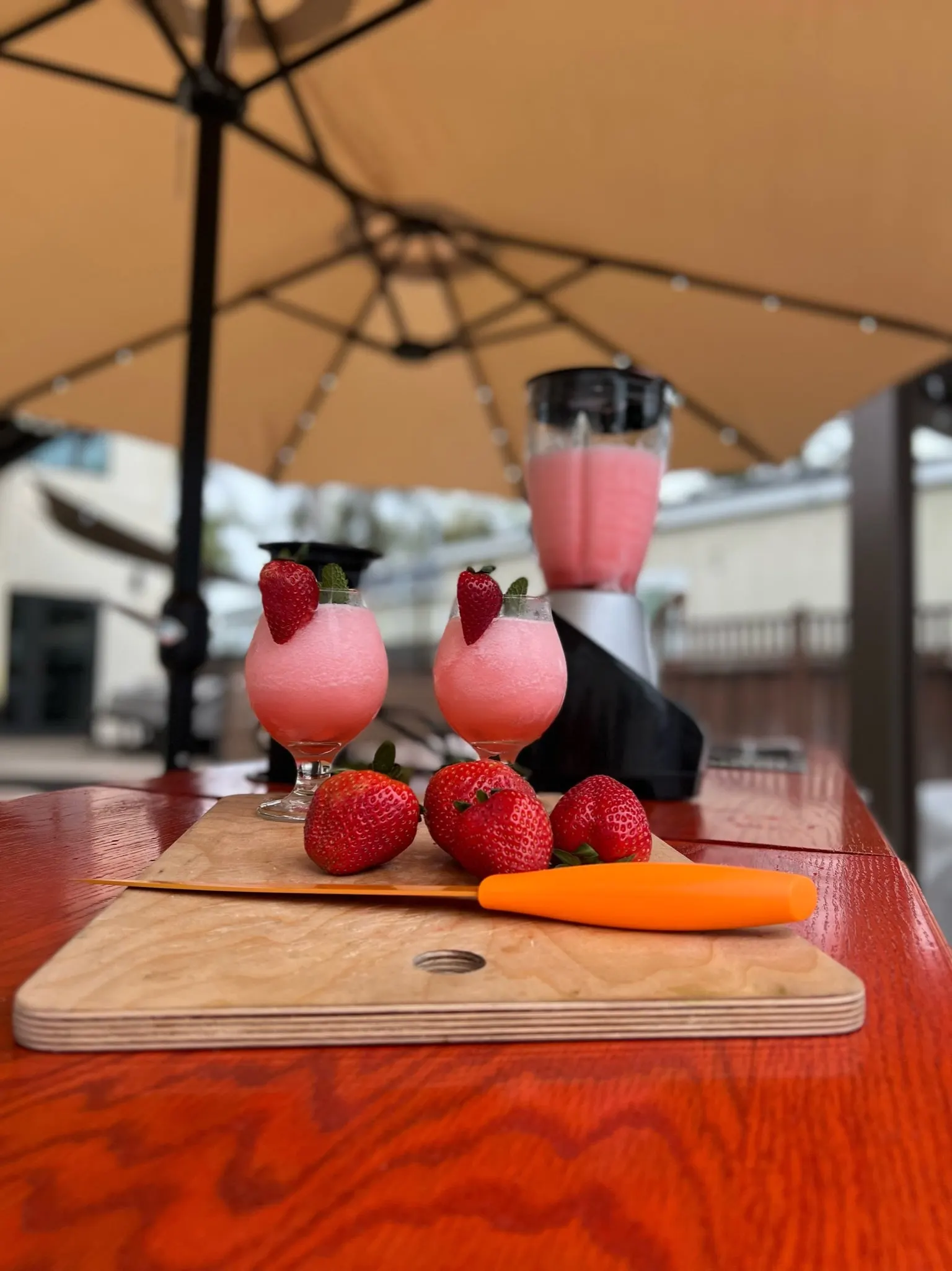 A frozen daiquiri poured at a backyard party off the Banger's prep counter.